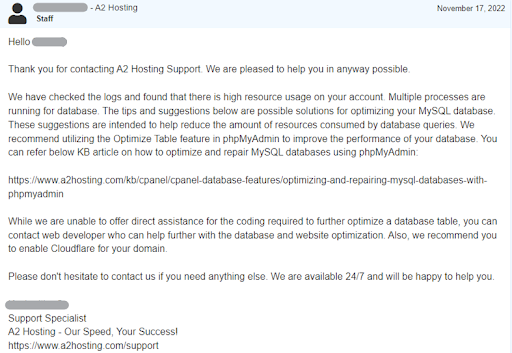 A2 Hosting Assistance